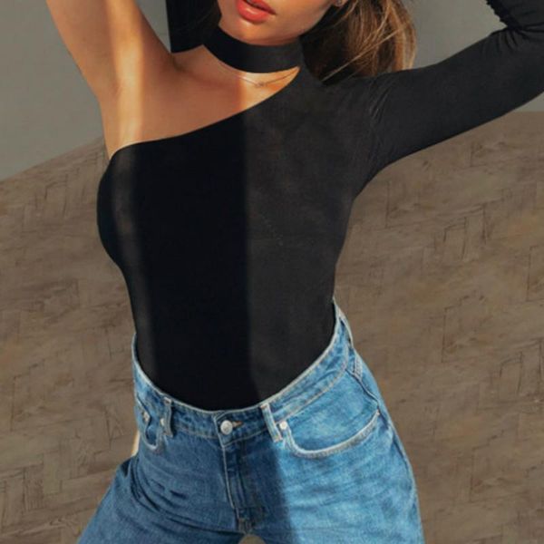 

women's jumpsuits & rompers women ladies casual romper off shoulder turtleneck slim elastic bodysuits club streetwear costume size, Black;white