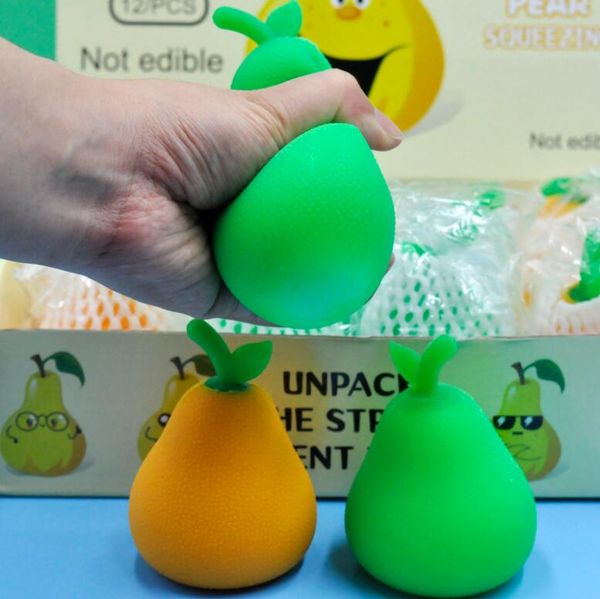 

fruit pear anti stress ball funny gadget vent decompression toys stress autism mood relief hand wrist squeeze kid toy