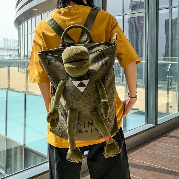 

backpack hip hop 3d frog original canvas men's backpacks for women men