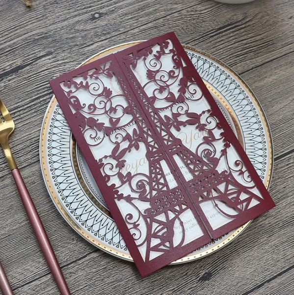 

eiffel tower paris laser cut wedding invitations quinceanera invitations laser cut sweet 15 invitations french theme3 laser, Black