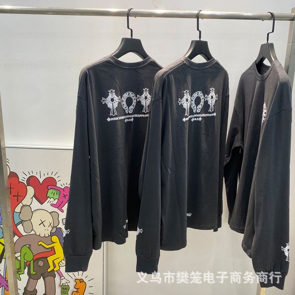 

cross new style sanskrit cross / horseshoe long sleeve fw t-shirt, White;black