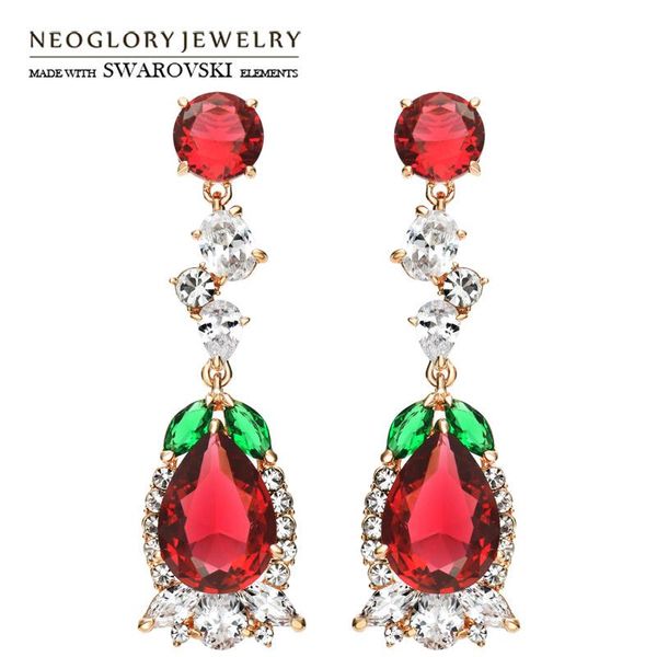 

dangle & chandelier neoglory austria rhinestone zircon earring rose gold color elegant geometric style for women gift trendy sale, Silver