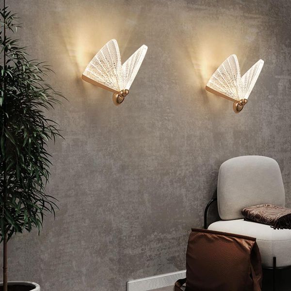 

electroplating gold butterfly wall lamp creative personality simple bedroom study