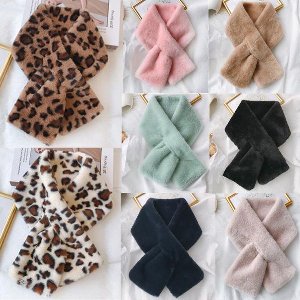 

scarves women fashion winter faux fur villus scarf outerwear leopard print warm women's and comfortable plush a50, Blue;gray
