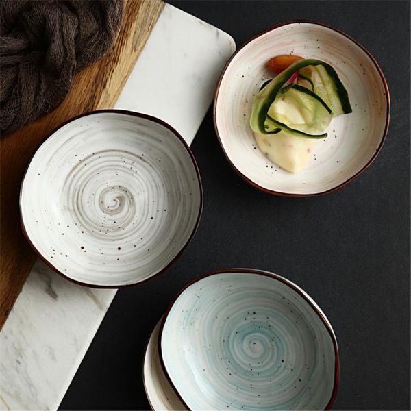 

japanese sauce small dish ceramic round thread plate seasoning soy bowl vinegar dishes ketchup plates decoration gift cultery bowls