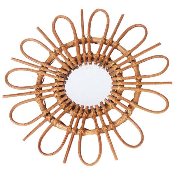 

mirrors home rattan plaited art living room makeup decorative mirror wall hanging bedroom bathroom party decoration