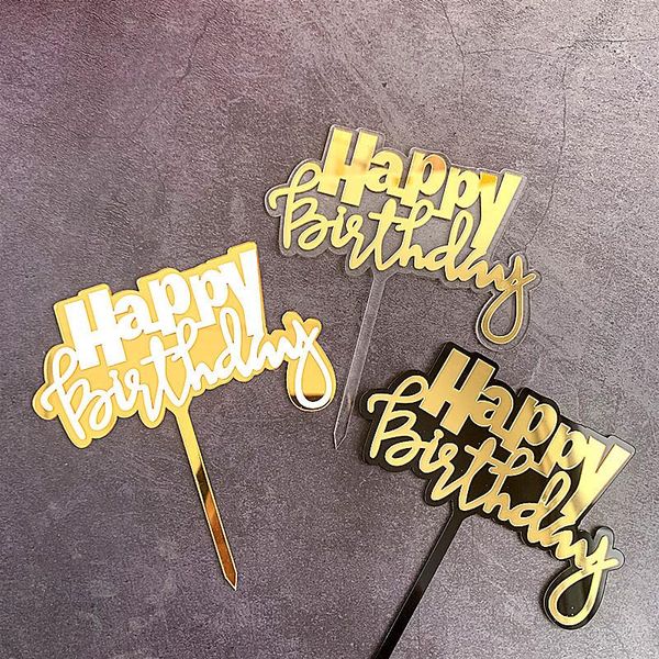 

acrylic happy birthday cake er gold black novelty cupcake for baby shower kids party decorations other festive & supplies