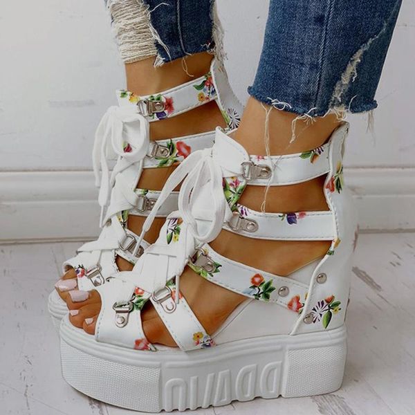 

sandals summer women's casual zippered waterproof platform high heels ankle strap open toe hollow out shoes wedges #40, Black