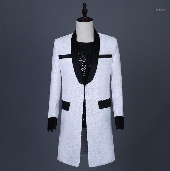 

men's suits & blazers s-6xl2021 bar guest magician stage performance clothing manufacturers direct trade men long white, White;black