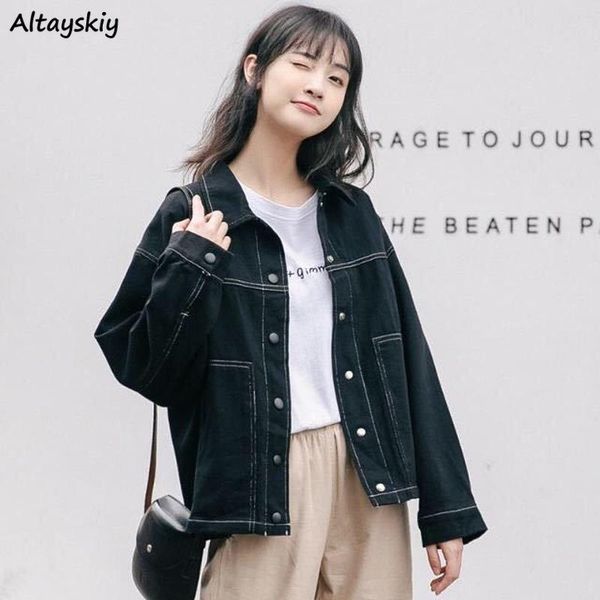 

women's jackets women single breasted safari style bf baggy basic jacket coats students ins stylish short all-match street wear harajuk, Black;brown