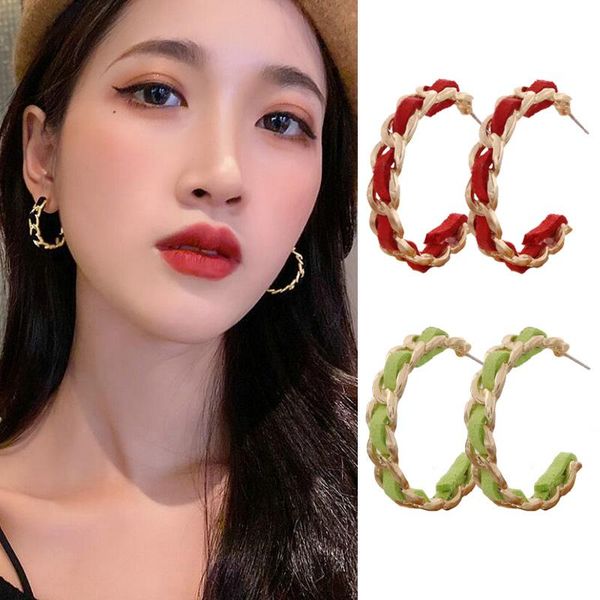 

hoop & huggie korean fashion c shaped earrings for women zinc alloy geometric female ins statement 2021 design jewelry accessorie, Golden;silver