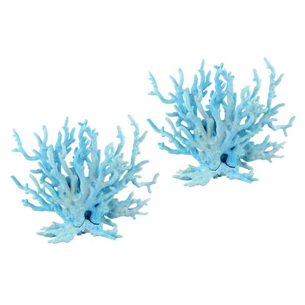 

2pcs fish tank artificial coral aquarium ornament resin landscape (blue) decorations