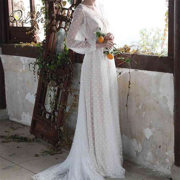 

summer elegant women maxi party dress long sleeve deep v neck floor length polka dot white tunic beach 210513, Black;gray