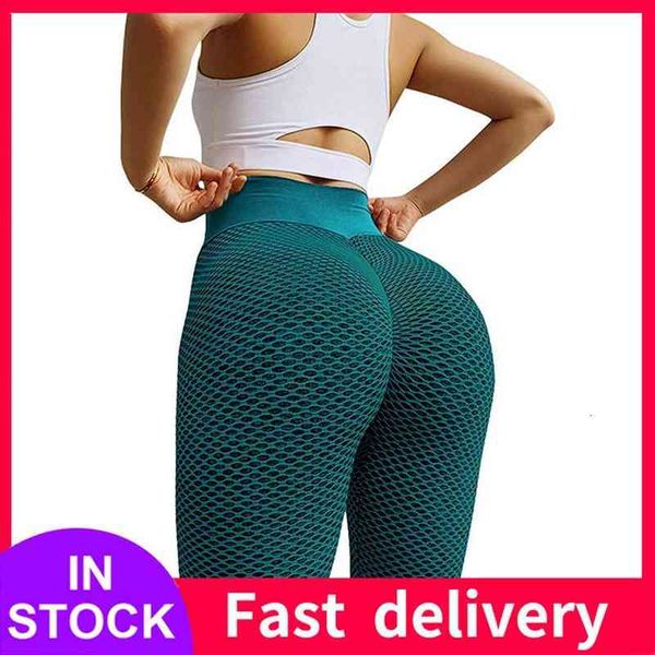 

4 bubble honeycomb stretch womens leggings fitness running gym sports full length active pants pantalones de mujer, Black
