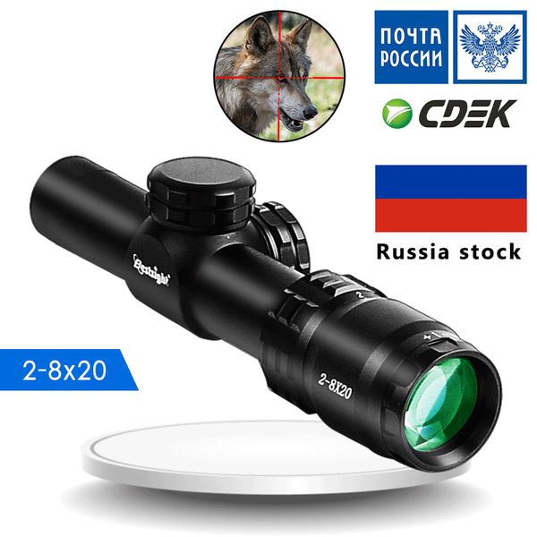 Novo 2-8x20 Optics Compact Riflescope Hunting Scope Mil Dot Reticular Tiração de armas de ar caçando armas de ar