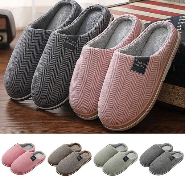 

slippers women autumn winter home plush cartoon cat shoes non-slip soft warm house indoor bedroom lovers couples, Black