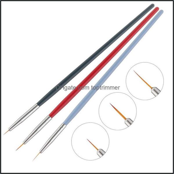 

tools salon health & beauty3pcs/set nail art liner painting pen 3d tips diy acrylic uv gel brushes ding kit flower line grid french design m, Yellow