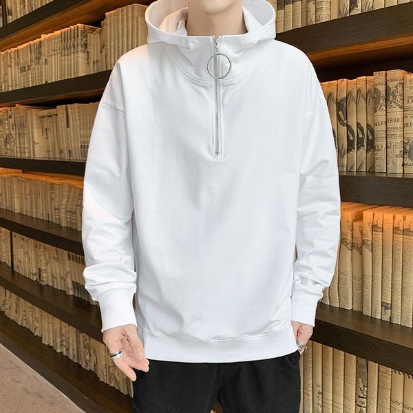 

men's hoodies & sweatshirts 2021 spring autumn zip up hoodie men streetwear harajuku pullover cotton hoody plus size 8xl, Black