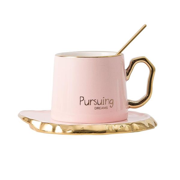 

cups & saucers nordic style pink luxury coffee cup creative modern japanese tea porcelain arabic set cute kupa drinkware