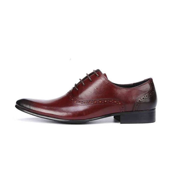

genuine leather fashion brogue men dress shoe pointed toe oxfords shoes for lace up designer luxury formal b75, Black