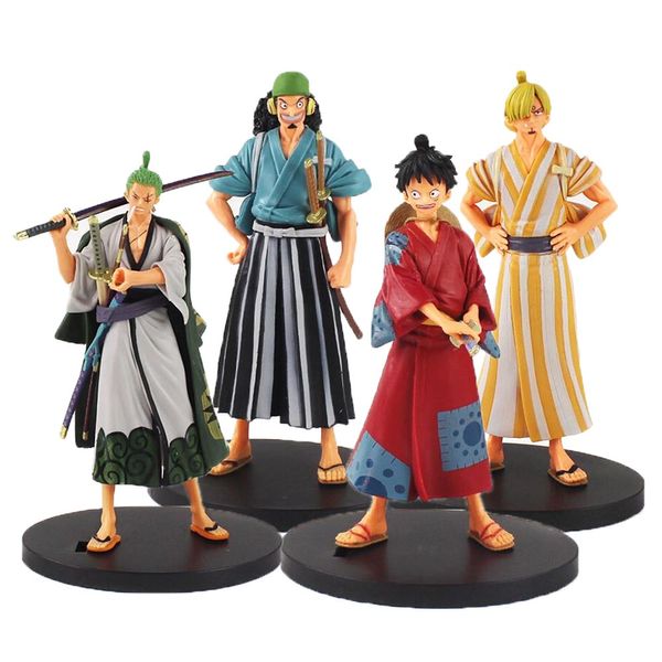 

18cm Anime OP The Grandline Men Luffy Zoro Sanji Law Land of Wano Country Ver. PVC Action Figure Collectible Model Toy