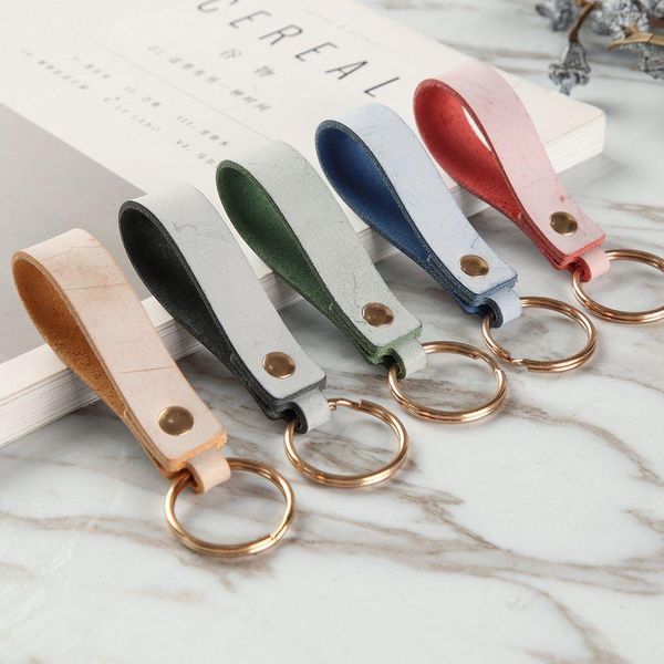 

keychains luxury genuine leather lanyard keychain women men square pattern gold buckle car key ring holder jewelry gift chaveiro, Silver