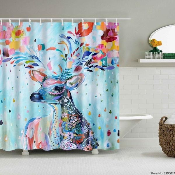 

modern style beauty butterfly deer shower curtains frabic waterproof animal printing decoration polyester bath curtain with hook