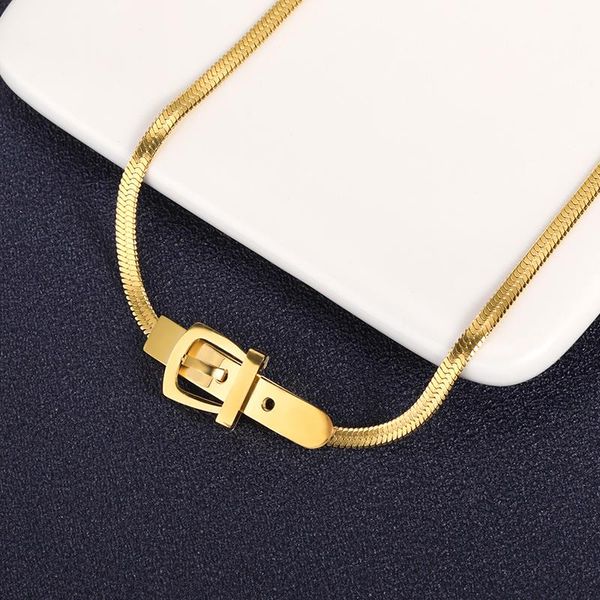 

chokers gold color gothic choker necklaces non-adjustable belt buckle pendant necklace for women girl punk cold cool style party jewelry, Golden;silver