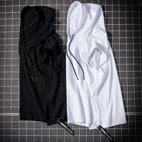 

mens hoodie streetwear cotton sweatshirt solid color loose jacket summer street dance fashion hip hop short, White;black