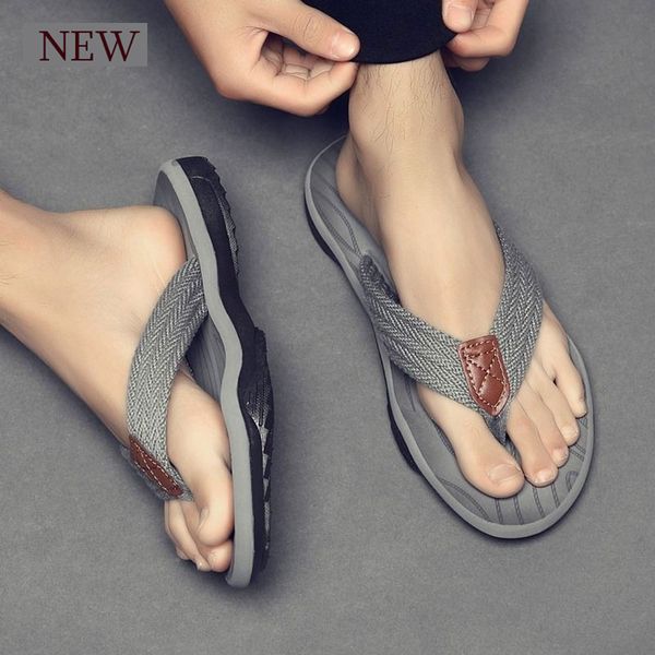 

summer beach men flip flops slippers skid-proof good quality shoes soft comfortable big size dropshipping, Black