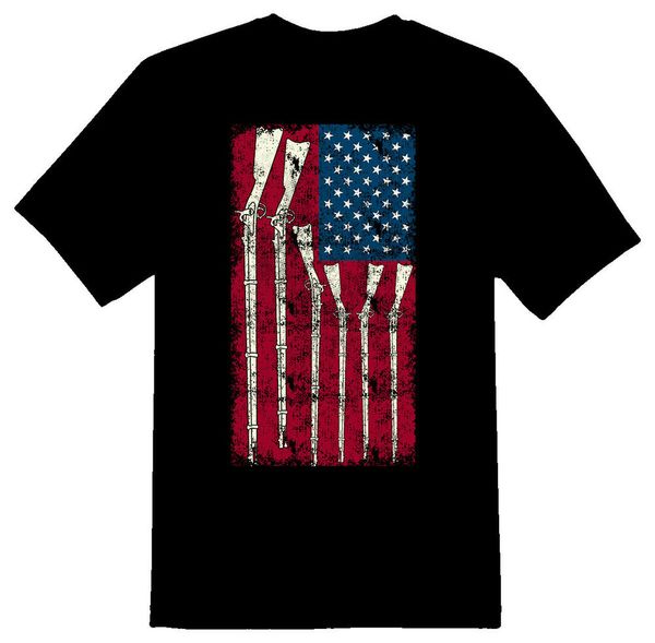 

american flag guns black or white tee shirt, White;black