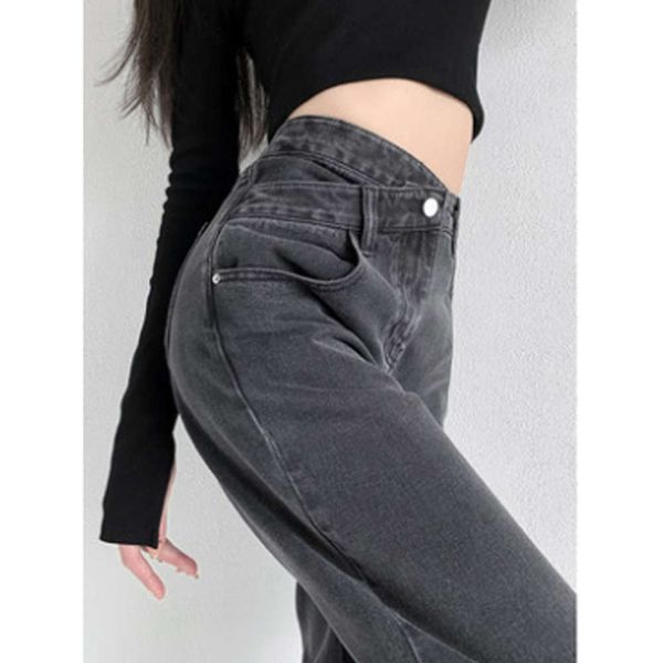 

autumn black high waist small wide leg loose pants, Blue