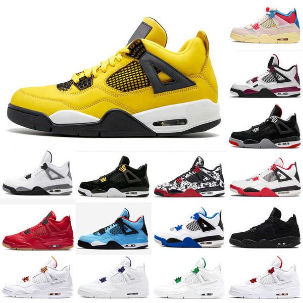 

2021 sail neon 4 4s metallic purple basketball union noir guava ice jumpman mens shoes sneakers black cat bred fire red trainersv5yo