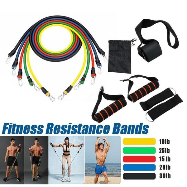 

11pcs/set pull rope fitness exercises resistance bands body training workout yoga rubber loop tube gyms