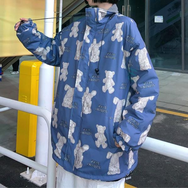 

han edition ins original sufeng cotton-padded jacket 2021 female winter both sides bear more loose cotton coat women's down & parkas, Black