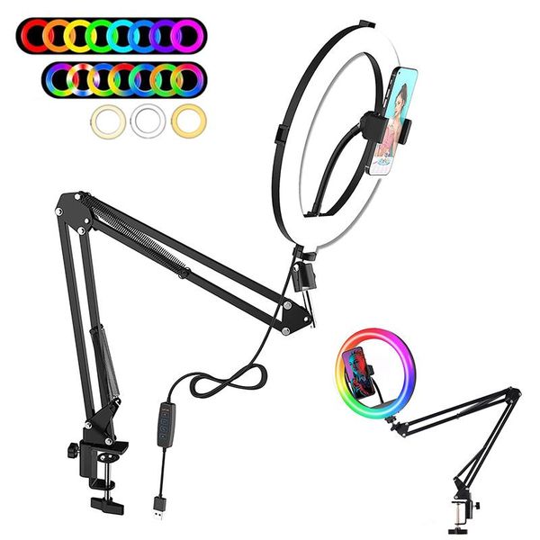 

ring lamp clip holder selfie led light dimmable pography usb for youtube live po studio video tik tok flash heads