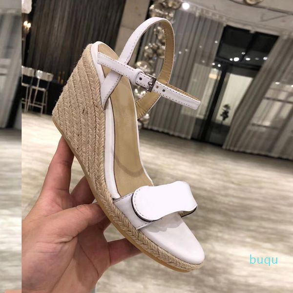 

designer- classic summer women wedge sandals beach sandal flat slides flip flops slippers woman silde 8cm, Black