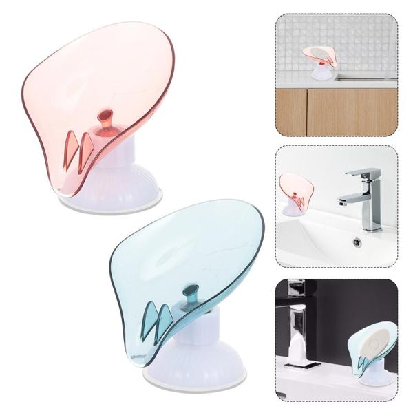 

2pcs soap dishes suction holder draining storage shelf stand kitchen & organization