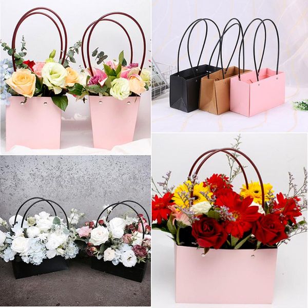 

gift wrap 10pcs box jewelry packaging portable flower basket florist handy bags diy rectangle paper boxes wrapping supplie