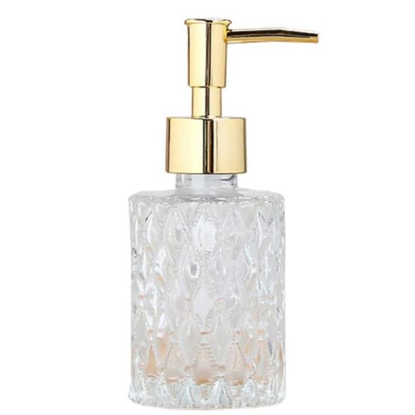 

multipurpose mesa soap dispenser easy to clean glass pump perfect for kitchen and bathroom (gold) liquid
