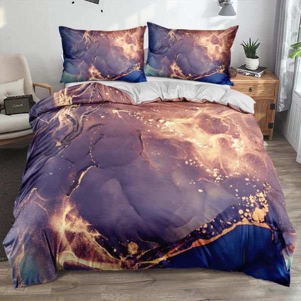 

classic 3d marble quilt cover set bedding sets comforter covers pillowcase duvet bed linen full 140x200 size home textiles