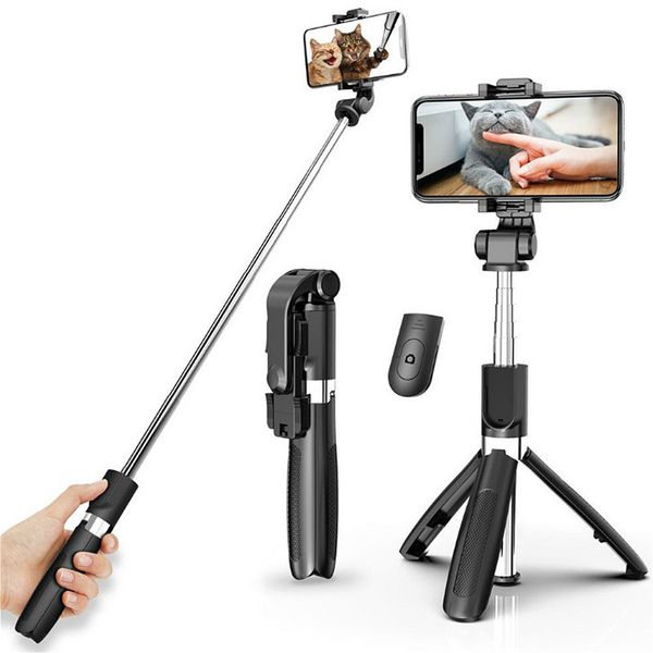 

all-in-one bluetooth selfie stick with tripod plastic alloy self stick selfiestick phone smartphone selfie-stick 4 colors new arrival