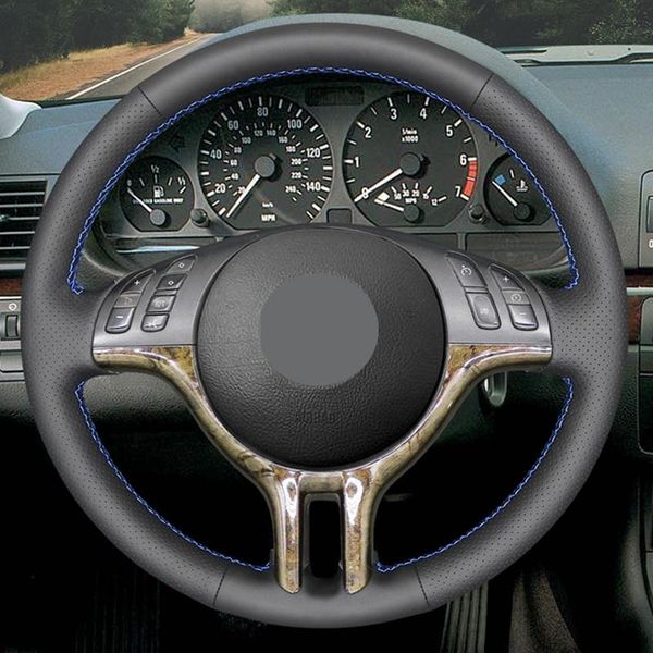 

steering wheel covers diy black high soft artificial leather cover for 3 series e46 2000-2005 e53 x5 1999 5 e39 2000-2003
