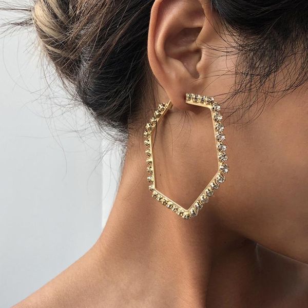 

hoop & huggie boho exaggerated geometric earrings for women vintage gold color korea big circle hoops statement women's jewelry, Golden;silver
