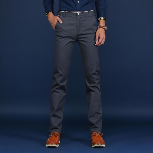 

6 color khaki casual women pant classic solid business fashion elastic slim fit cotton trousers male brand, Black