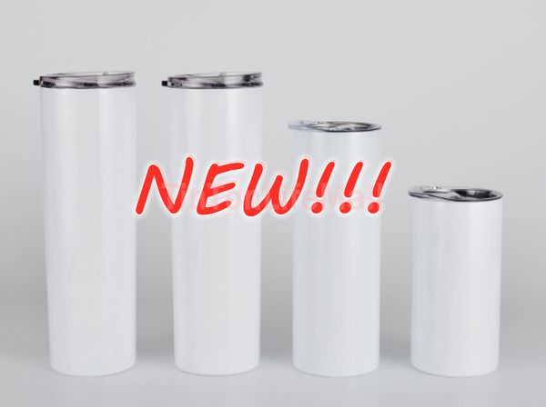 

straight 15oz 20oz 30oz sublimation white blank straight tumblers with straw stainless steel water bottles double insulated cups mugs t0601x