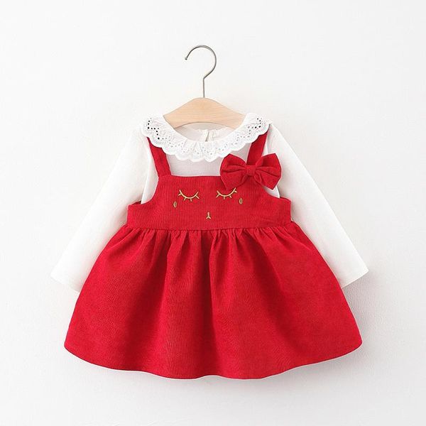 

girl's dresses baby girl sweet autumn toddler lace blouses cartoon pattern dress 2pcs outfits for 0-2y infant princess clothing, Red;yellow