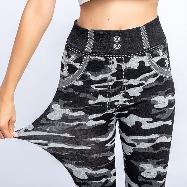 

women's leggings women 2021 imitation distressed denim jeans casual high waist slim elastic pencil pants fitness workout fashion leggin, Black
