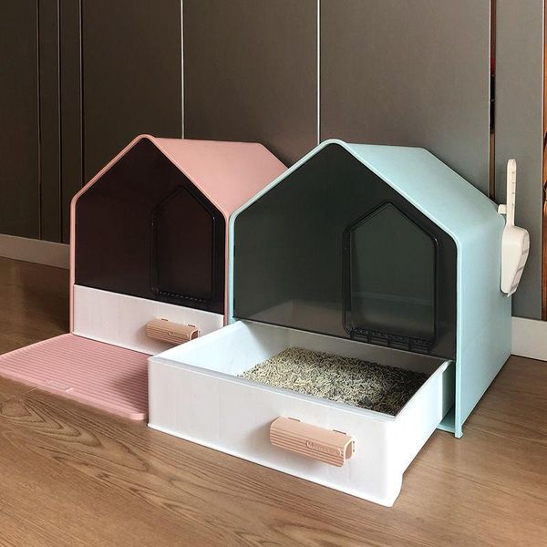

cat grooming fully enclosed litter box sandbox cats toilet large capacity deodorization splash proof sand pet tray cleaning supplies
