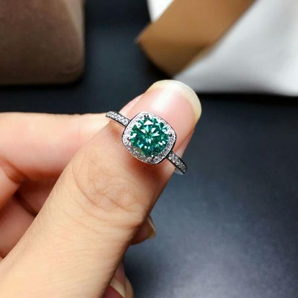 

cluster rings 2021 crackling green moissanite ring for women jewelry engagement wedding 925 silver birthday gift, Golden;silver
